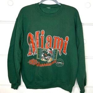 Miami Hurricanes University Ncaa Sweatshirt Green Jk456